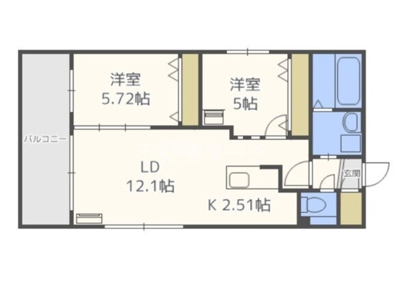 北３４条駅 徒歩6分 4階の物件間取画像